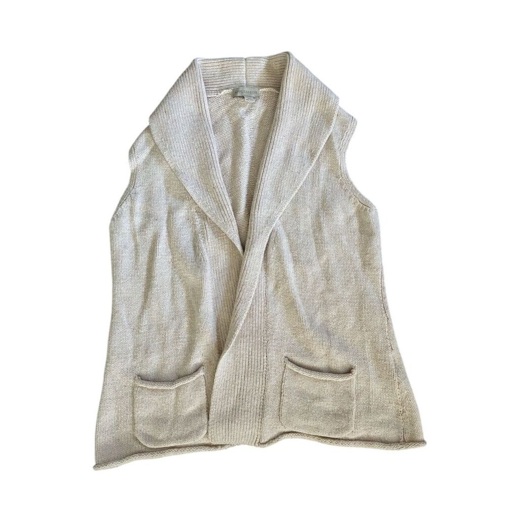 Appleseed's Women's Ivory Sleeveless Vest M Open Front Pockets‎